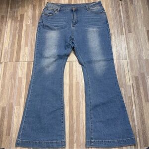 Classic Blue Flared Women Jeans Plus Size 3XL